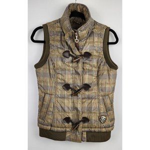 Ariat International Riding Vest Women's Size S Brown Plaid Puffer Vest